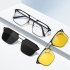 3pcs Men Glasses Set Magnetic Polarized Sunglasses Magnetic Night Vision Sunglasses Anti blue Myopia Glasses C2 black frame