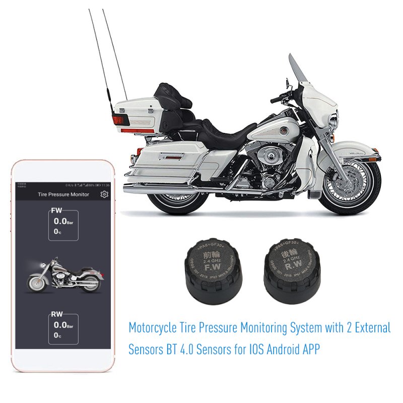 3pcs Motorcycle TPMS Tire Pressure Monitoring System Motor Tyre Auto Alarm 2 External Sensor Motor Tools