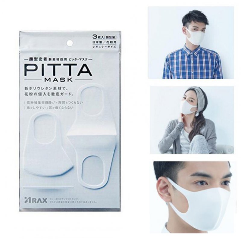 3pcs PITTA 3D Dust-proof Anti-fog PM2.5 Sponge Mask Protective Face Guard for Adult Kids Adult-white