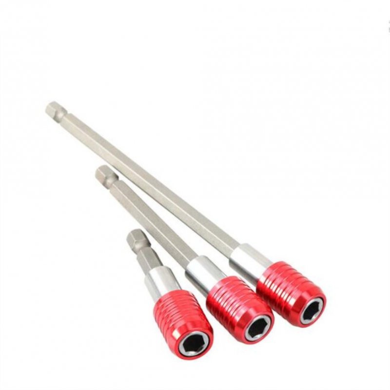 3pcs Screwdriver Bit Extension Rod Screw Driver Bits Hexagon Precision Magnetic Ring 1/4'' Bit Stainless Steel Sleeve Post red