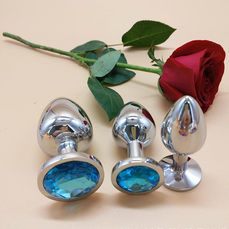 3pcs/Set Small Medium Large Stainless Steel Metal Anal Plug Dildo Sex Toys Products Butt Plug Gay Anal Beads light blue