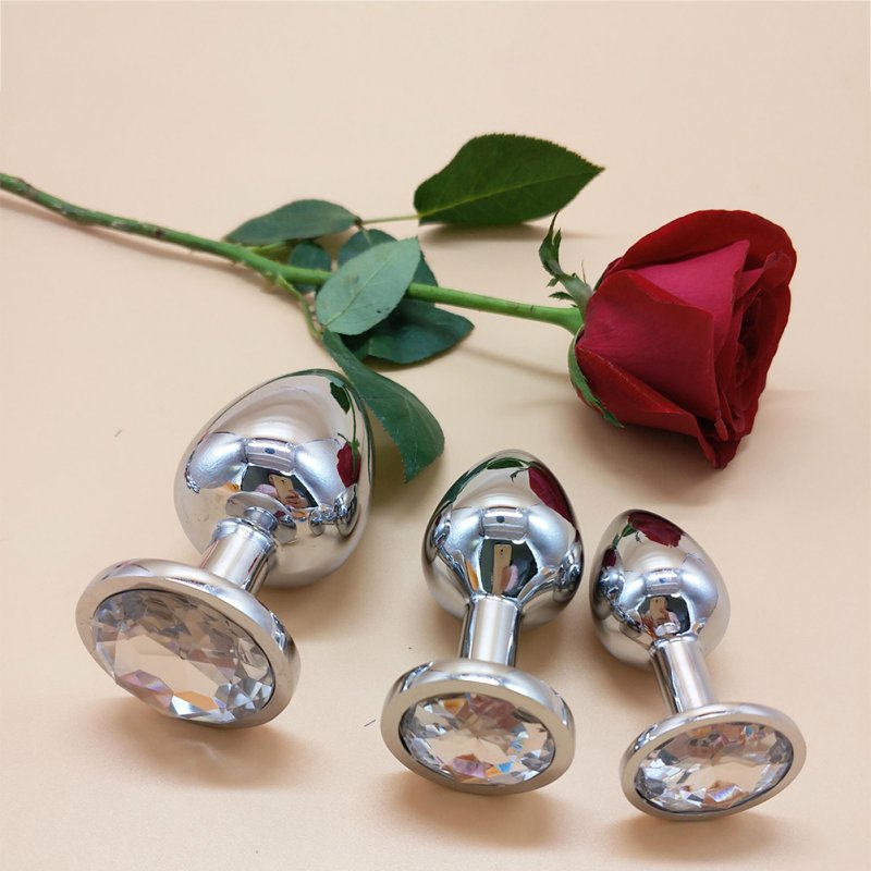 3pcs/Set Small Medium Large Stainless Steel Metal Anal Plug Dildo Sex Toys Products Butt Plug Gay Anal Beads transparent
