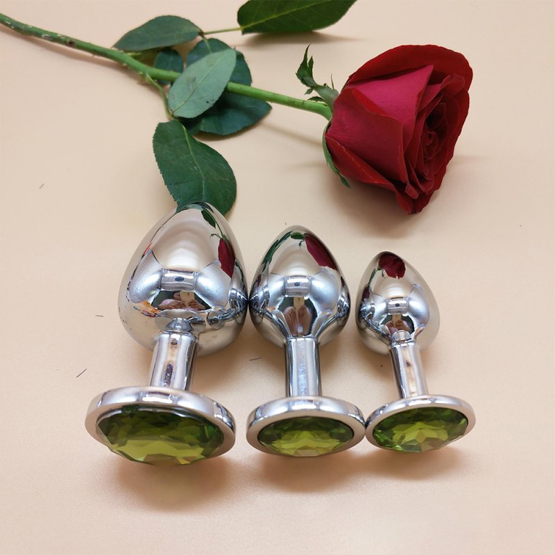 3pcs/Set Small Medium Large Stainless Steel Metal Anal Plug Dildo Sex Toys Products Butt Plug Gay Anal Beads grass green