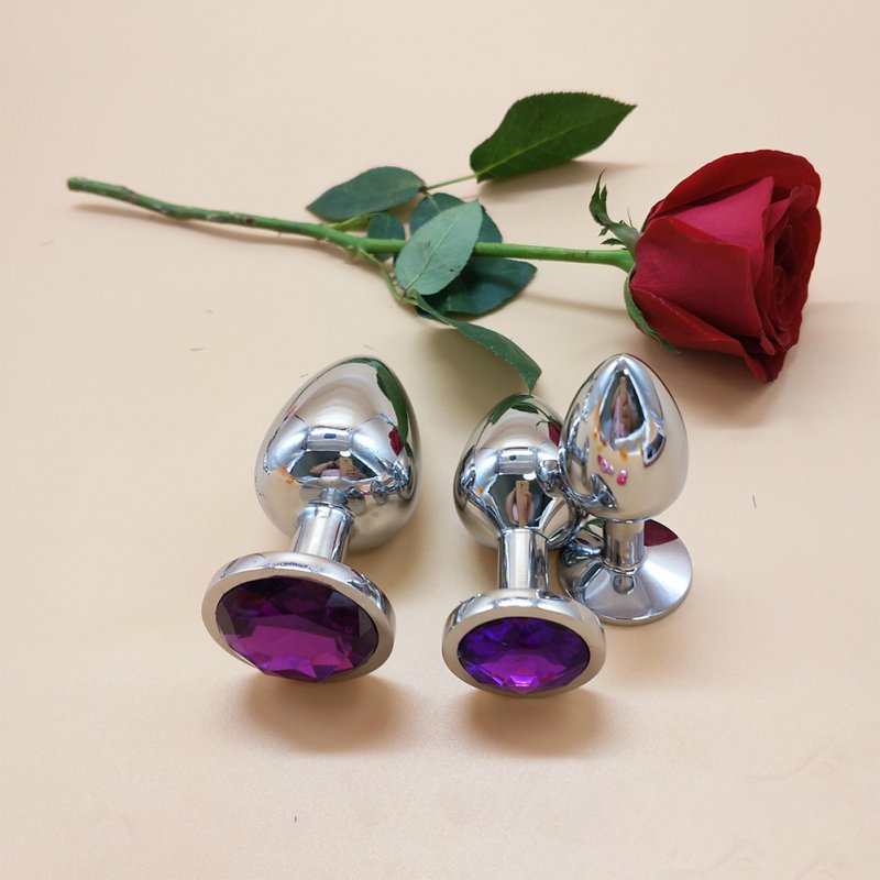 3pcs/Set Small Medium Large Stainless Steel Metal Anal Plug Dildo Sex Toys Products Butt Plug Gay Anal Beads purple