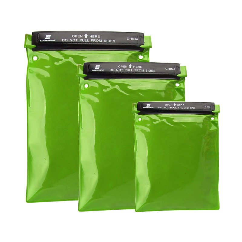 3pcs/Set  Waterproof Bags Water Tight Cases Storage Pouch Document Holder For Camera Mobile Phone Maps For Kayaking Fishing Green Fruit Green_Three-piece set