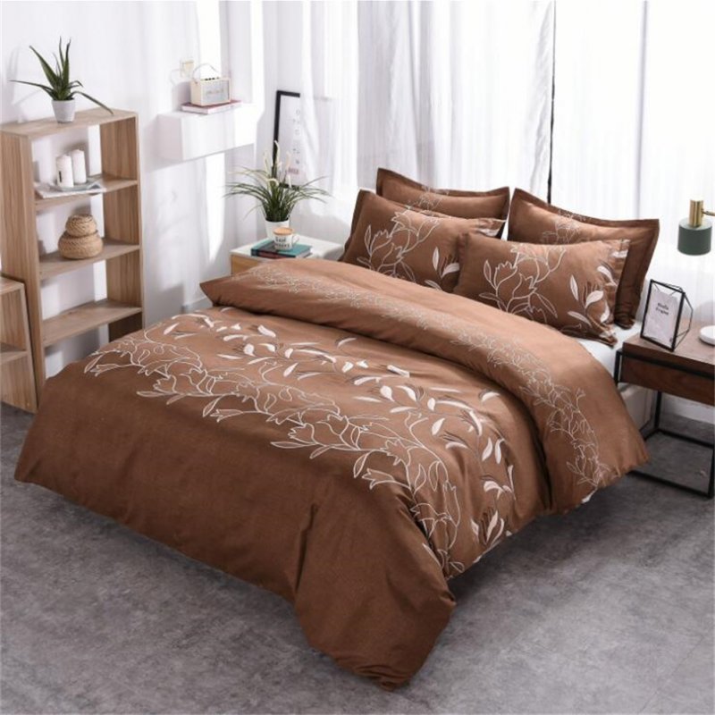 3pcs Simple  Printing Duvet  Cover Pillowcase Bedding  Sets For  Home  Hotel coffee_228*228cm(US Queen)