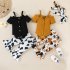 3pcs Summer Girls Cotton Suit Sleeveless Tank Tops Trousers Headscarf Three piece Set For Kids Aged 1 2 black 90cm 12 18M L