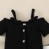 3pcs Summer Girls Cotton Suit Sleeveless Tank Tops Trousers Headscarf Three piece Set For Kids Aged 1 2 black 90cm 12 18M L