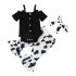 3pcs Summer Girls Cotton Suit Sleeveless Tank Tops Trousers Headscarf Three piece Set For Kids Aged 1 2 black 90cm 12 18M L
