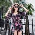 3pcs Summer Hawaiian Printing Split Swimsuit For Women Quick drying Sexy Bikini Set With Cover up pink XXL