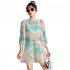 3pcs Women Bikini Set With Long Sleeves Sunscreen Cover up Sweet Printing Sleeveless Tops Shorts Suit 8282130 yellow XL