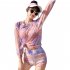 3pcs Women Bikini Set With Long Sleeves Sunscreen Cover up Sweet Printing Sleeveless Tops Shorts Suit yellow L