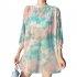 3pcs Women Bikini Set With Long Sleeves Sunscreen Cover up Sweet Printing Sleeveless Tops Shorts Suit yellow L
