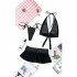 3pcs Women Lingerie Set Halter Top and Mini Skirt with G String Pant Black Medium  L 