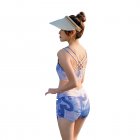 3pcs Women Split Swimsuit Cute Printing Sleeveless Tops Shorts Bikini Set With Long Sleeves Sunscreen Cover-up 039928 blue M