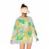 3pcs Women Split Swimsuit Cute Printing Sleeveless Tops Shorts Bikini Set With Long Sleeves Sunscreen Cover up 039928 blue L