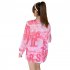 3pcs Women Split Swimsuit Cute Printing Sleeveless Tops Shorts Bikini Set With Long Sleeves Sunscreen Cover up 039928 blue L
