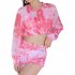 3pcs Women Split Swimsuit Cute Printing Sleeveless Tops Shorts Bikini Set With Long Sleeves Sunscreen Cover up 039928 blue L