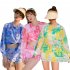 3pcs Women Split Swimsuit Cute Printing Sleeveless Tops Shorts Bikini Set With Long Sleeves Sunscreen Cover up 039928 blue L