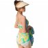 3pcs Women Split Swimsuit Cute Printing Sleeveless Tops Shorts Bikini Set With Long Sleeves Sunscreen Cover up 039928 blue L