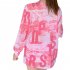 3pcs Women Split Swimsuit Cute Printing Sleeveless Tops Shorts Bikini Set With Long Sleeves Sunscreen Cover up 039928 pink M