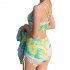 3pcs Women Split Swimsuit Cute Printing Sleeveless Tops Shorts Bikini Set With Long Sleeves Sunscreen Cover up 039928 pink M