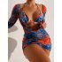 3pcs Women Swimsuit Suit Quick drying Fashion Printing Sexy Bikini Set For Summer Beach Party Swimming color 1 M