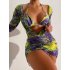 3pcs Women Swimsuit Suit Quick drying Fashion Printing Sexy Bikini Set For Summer Beach Party Swimming color 1 M