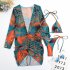3pcs Women Swimsuit Suit Quick drying Fashion Printing Sexy Bikini Set For Summer Beach Party Swimming color 1 M