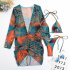 3pcs Women Swimsuit Suit Quick drying Fashion Printing Sexy Bikini Set For Summer Beach Party Swimming color 4 S