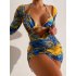 3pcs Women Swimsuit Suit Quick drying Fashion Printing Sexy Bikini Set For Summer Beach Party Swimming color 5 M