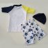 3pcs set Boy Cute Swimming Suit Sunscreen Suit Tops   Shorts   Hat shark head L