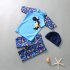 3pcs set Boy Cute Swimming Suit Sunscreen Suit Tops   Shorts   Hat shark head XL