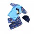 3pcs set Boy Cute Swimming Suit Sunscreen Suit Tops   Shorts   Hat shark head XL