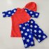 3pcs set Boy Cute Swimming Suit Sunscreen Suit Tops   Shorts   Hat rhinoceros dragon 2XL