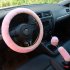 3pcs set Car Plush Fashion Universal Steering  Wheel  Cover Plush Pull Handle purple