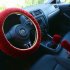 3pcs set Car Plush Fashion Universal Steering  Wheel  Cover Plush Pull Handle purple