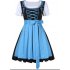 3pcs set Female Bavarian Traditional Dirndl Dress Elegant Dress for Beer Festival  blue L
