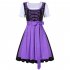 3pcs set Female Bavarian Traditional Dirndl Dress Elegant Dress for Beer Festival  purple L