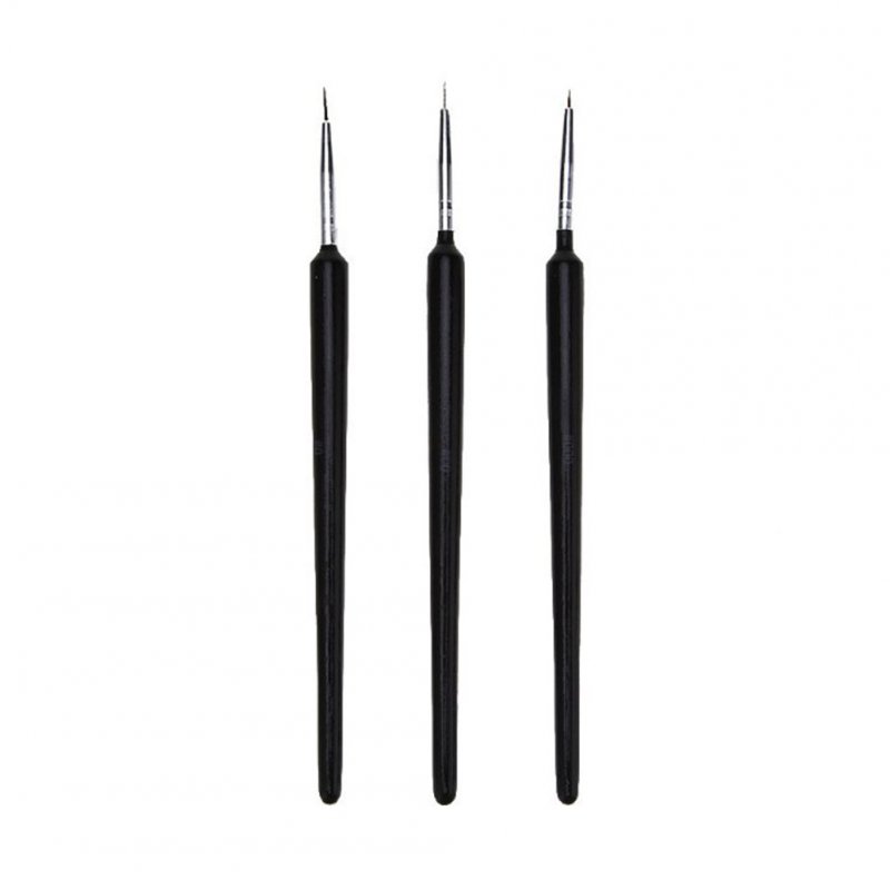 3pcs/set Paint Brush Fine Hand Painted Thin Hook Line Pen Nylon Hair Brush for Watercoolor Oil Painting black