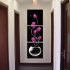 3pcs set Unframed Vase with Flowers Canvas Porch Corridor Frameless Vertical Home Decoration Wall Paintings Pink 60X60cm