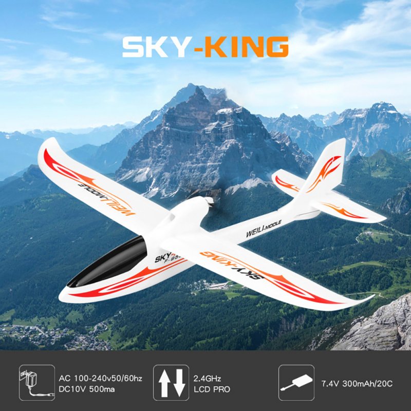 WLtoys F959s RC Airplane with Gyro Sky King 3ch Push-Speed Glider Remote Control Aircraft Model 