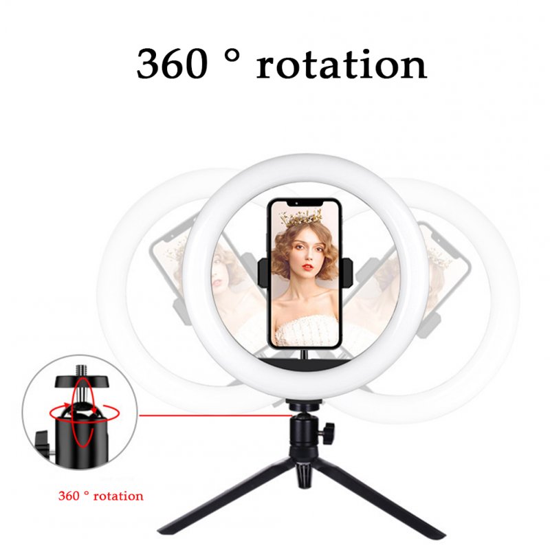 MJ26 Led Ring Selfie Light With Tripod Phone Holder Desktop Camera Circle Light With Multi Color Modes For Photography Makeup Live Stream 8 inches/20CM