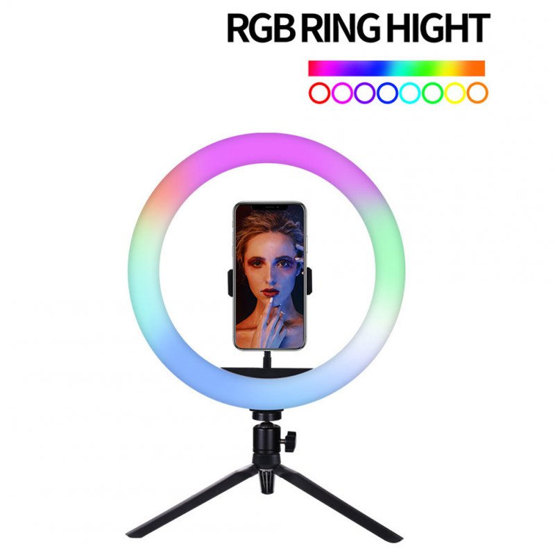 MJ26 Led Ring Selfie Light With Tripod Phone Holder Desktop Camera Circle Light With Multi Color Modes For Photography Makeup Live Stream 8 inches/20CM