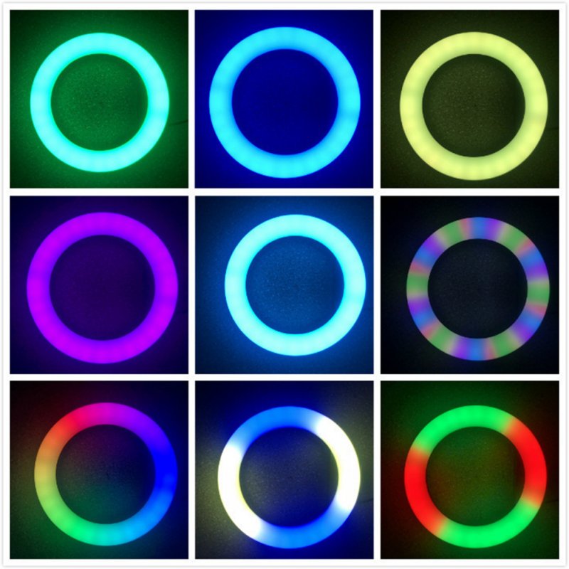 MJ26 Led Ring Selfie Light With Tripod Phone Holder Desktop Camera Circle Light With Multi Color Modes For Photography Makeup Live Stream 8 inches/20CM