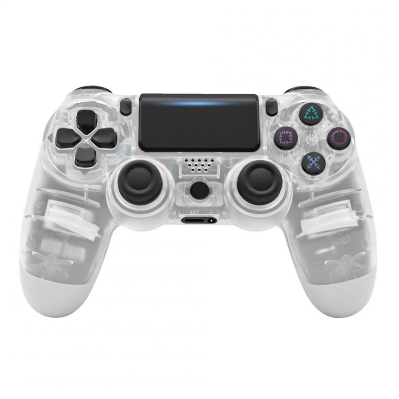 4.0 Wireless Bluetooth Controller Gamepad with Light Strip for PS4 Transparent white