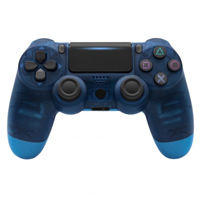 4.0 Wireless Bluetooth Controller Gamepad with Light Strip for PS4 Transparent Blue
