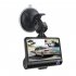 4 0 inch 1080p Hd Car  Dash  Cam H35 Hidden Ultra Wide Angle 3 Lens Night Vision Driving Recorder Waterproof Rear Camera Parking Monitor Black