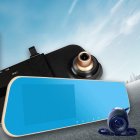 4.3 Front And Rearview mirror recorder 1080P Wide Angle Night Vision Blue Mirror 4.3 inch