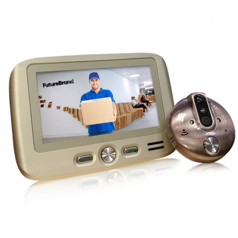 4.3 Inch HD Intelligent Electronic Cat Eye Visual Doorbell Mobile Detection Photo Video Gold